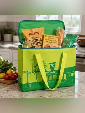Trader Joe's 8 Gallons Reusable  Bag Cooler Large Insulated Tote Lime Green